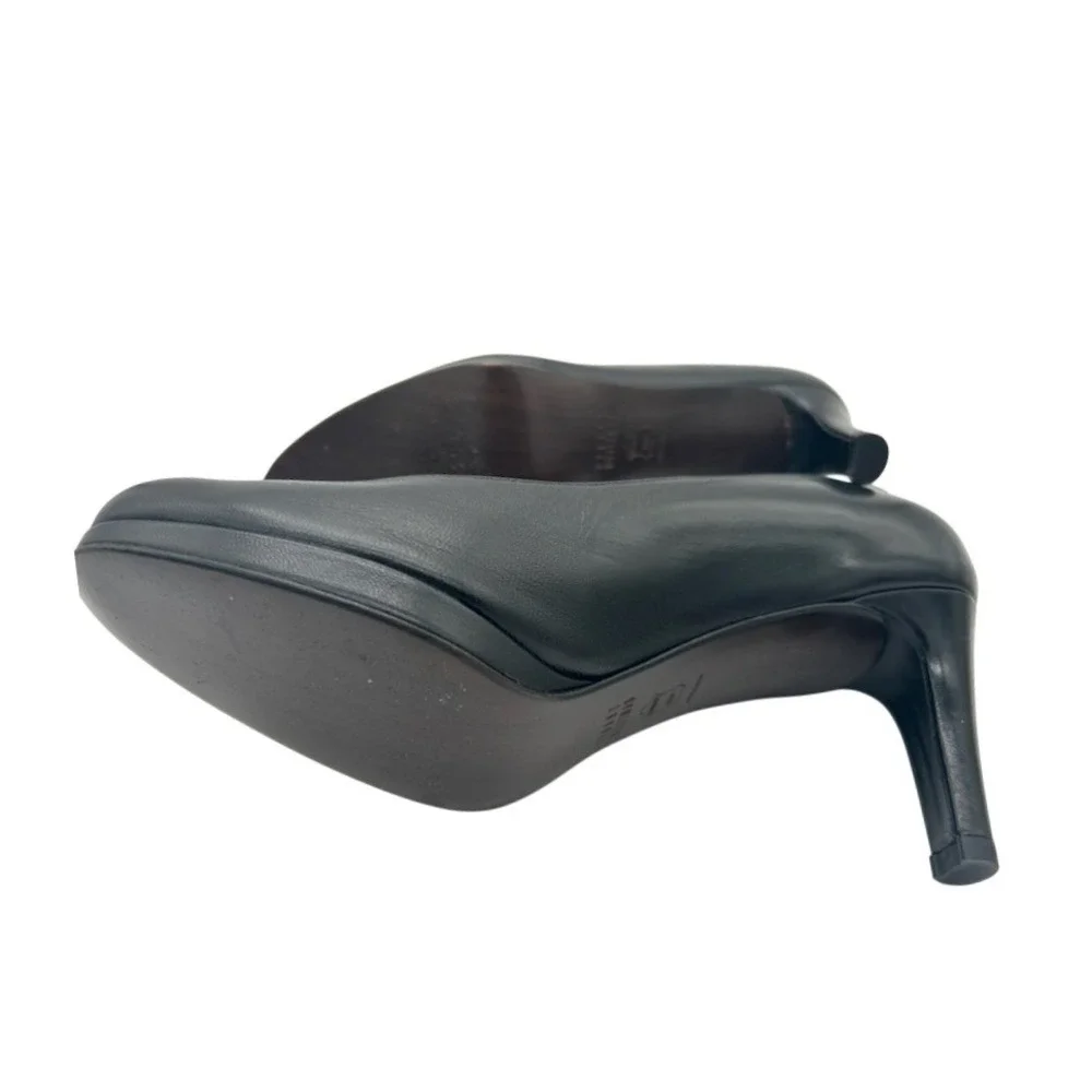 Stuart Weitzman Black Platform Pumps Women's Size 8.5 M Leather Round Toe Heels